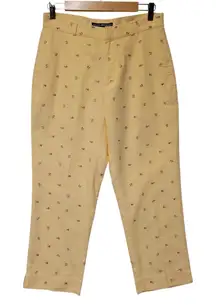 Ralph Lauren Golf Butter Yellow Crop‎ Pants Floral Outdoors Athleisure Size 10