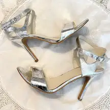 a.n.a . Silver High Heels Shoes Women’s Size 7.5 Strappy Prom Wedding HoCo