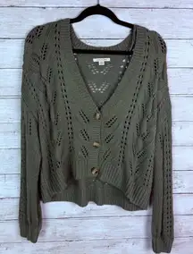 American Eagle V Neck Cardigan Green Size Large