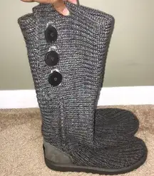 UGG Australia Women’s Knee High Knit Gray Sheepskin Interior Foldable Sock Boots