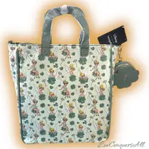 Loungefly Disney Peter Pan Tinker Bell 4-Leaf Clover Tote Bag with Coin Purse