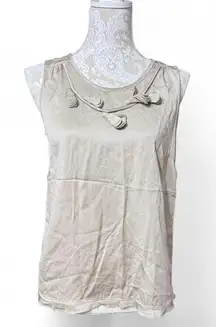 J. Crew 100% Silk Tan Neutral Tank Top Office Wear Timeless Classy Size 4
