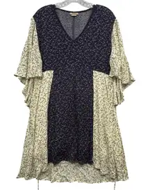 Anama Women's Floral Print Tunic‎ Top V Neck Ruffle Sleeve Boho Cottage Core L