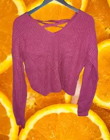 Derek Heart Pink V Neck Sweater with Lace Back Size Small‎