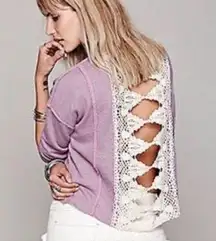 Free People ✨HP✨ Crochet Open Back Sweatshirt✨