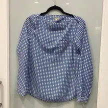 Gap  Women's Blue and White Checkered Print Blouse Long Sleeve Work Top Sz Small