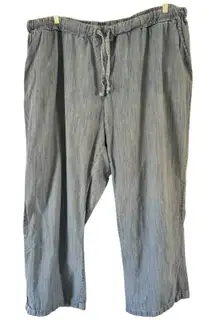 Woman Within Blue Chambray Pull On Wide Leg Crop Pants Women’s Size 28W Tall