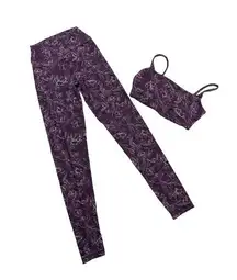 Stori - Floral Sports Bra and Leggings Set in Purple and White