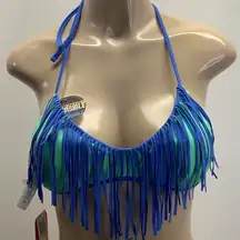 Hula Honey Size Medium Fringe Reversible Bikini Top With Padding. New With Tags.