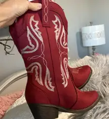 Red Cowgirl Boots Mid Calf Embroidered Western Cowboy Womens 6.5 New in Box