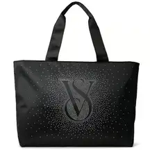 VICTORIA'S SECRET SHINE LOGO TOTE BAG IN BLACK 26938530