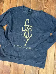 Vintage womens Stussy en noir sweatshirt grey boat neck  sweatshirt size xs