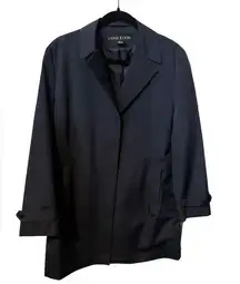 Great condition Ann Klein Navy Blue 100% Polyester Short Trench Coat Size 10.