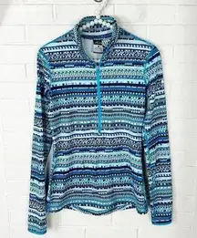 Nike Pro Dri Fit Blue Patterned Quarter Zip Pullover Size S