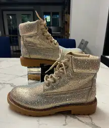 bella Marie silver and pink rhinestone boots