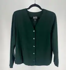 Eileen Fisher Green Silk Button-Up Blouse