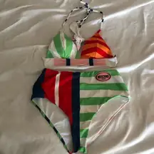 Moschino swim striped bikini multicolor triangle bikini top