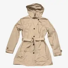 Gap hooded trench coat tan women's small