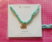 Be loved green jade paved diamonds elephant 🐘 necklace semi precious stone