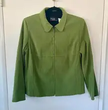 90s Vintage Lime Green Blazer Zip Up Size 10P