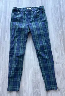 Vineyard Vines Breaker Pants Women Tartan Plaid Size 8 Pockets Green Cotton