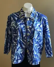 Drapers & Damon’s Blue White summer Jacket With Gold Hardware On Collar & Butto