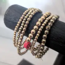 Bundle of 6 Bracelets - Gold Tone Stretch Bracelets - Fair Condition