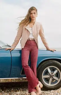 ANTHROPOLOGIE PILCRO Corduroy High-Rise Bootcut Jeans SIZE 28 floral‎ maroon