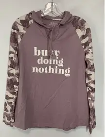 Natural Reflections Womens Hooded Sweatshirt Statement Graphic Purple Small