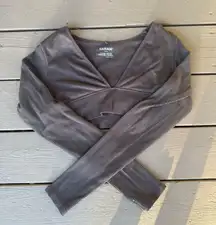 Garage Top Brown Crop V-Neck