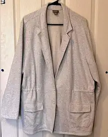 J Jill Jacket Women's 3XL  Gray Casual Front Pockets 2 Button Stretch Collar EUC