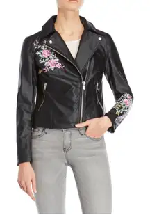 Philosophy Embroidered Cropped Moto Jacket size 6