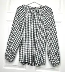 Andree by Unit Gingham Blouse Long‎ Sleeve Checkered Top Casual Size 1X