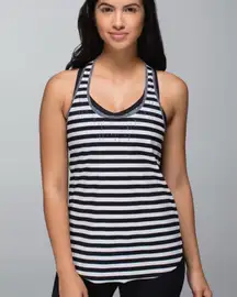 Lululemon Water Bound Singlet Tank Top Black Grey Stripe Razorback