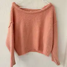 Anthropologie Crop Light Pink Knit Wool Blend Sweater Size Large