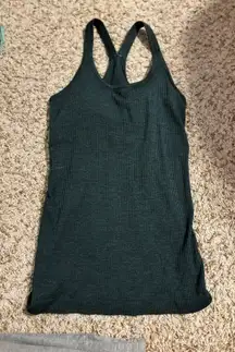 Lululemon dark green razor back ribbed tank with built in sports bra