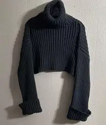 Goodnight Macaroon Black Cowl Neck Crop Sweater