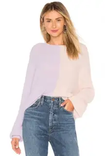 Revolve 27 miles Malibu Arlo Sweater‎ in Rosewater & Periwinkle 100% cashmere M