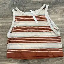 Out From Under Brown Blue and Cream Striped Tank Size M/L