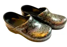DANSKO‎ Womens 6 Clogs Iridescent Silver Blue Bubbles Water Drop Professional