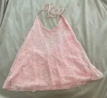 Pink Lace Tank Top Crop Top