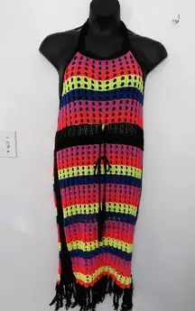 Neon crochet beach cover up