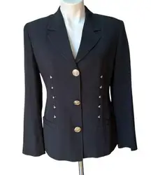 Vintage 90’s Versace Jeans Couture Black Wool Blazer, Sz 6