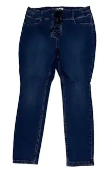 Free People Curvy High Rise Lace‎ Up Skinny Jeans Jegging Blue 35x29