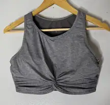 Athleta‎ Womens Size S Top Bra Crop Grey Twist Crop Workout Scoop Neck Athletic