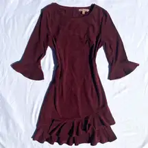 Maroon Faux Suede Dress