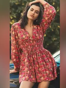 Mille Claudia Dress Floral Print Passionfruit Medium NEW