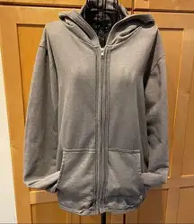 FRESH PRODUCE grey zip up hi lo Sweatshirt hoodie size Small