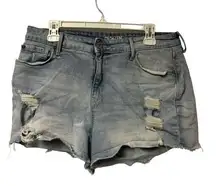 Denizen From Levi’s Blue Denim Distressed High Waisted Shorts Size 14 Summer