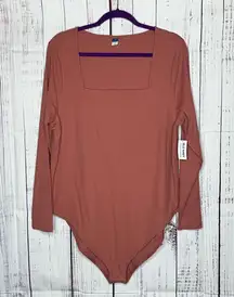 Old Navy NWT Size 3X Dusty Rose Pink Square Neckline One Piece Ribbed Bodysuit